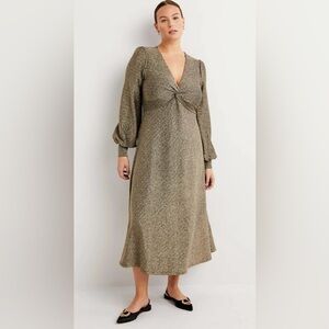 Boden metallic gold shimmer jersey midi dress size 10R New with tags. d0405